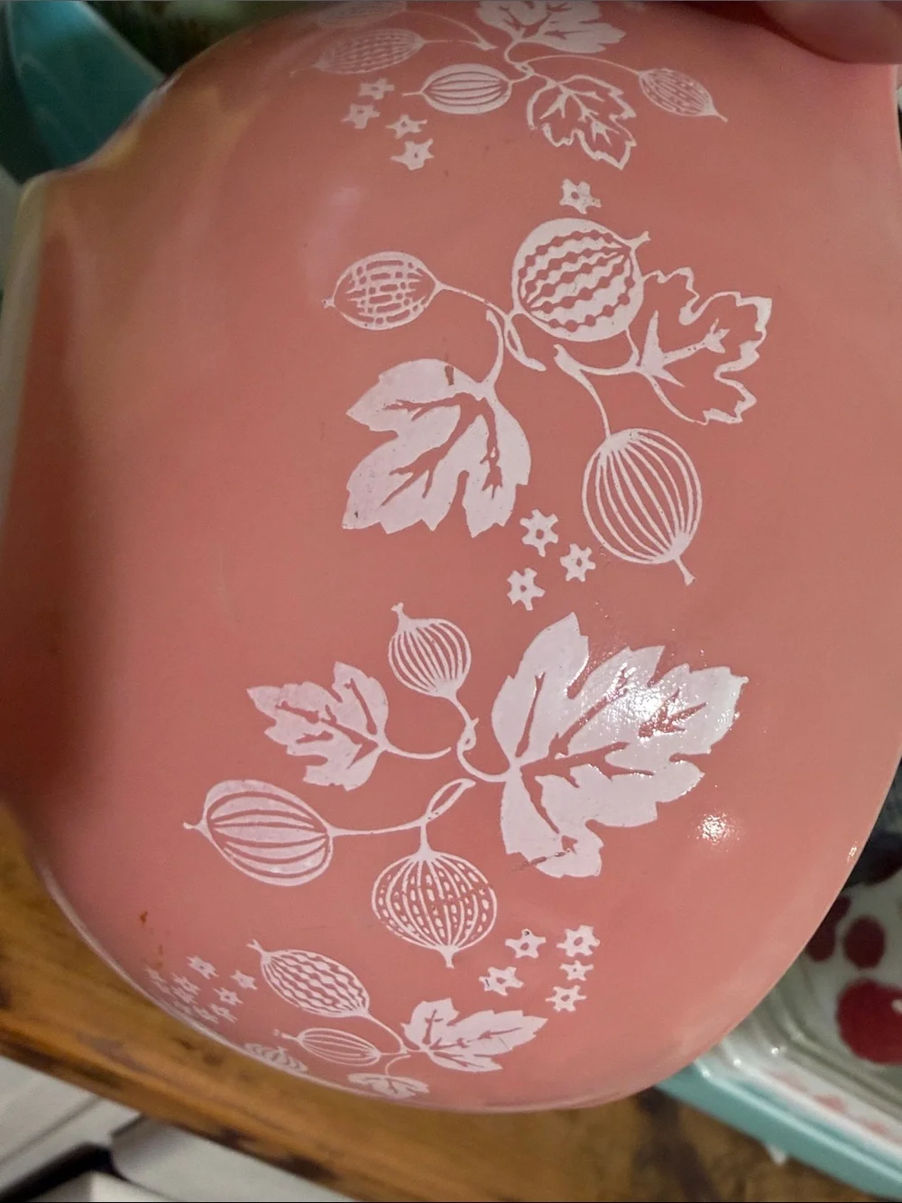 PYREX pink gooseberry 442 Cinderella mixing bowl